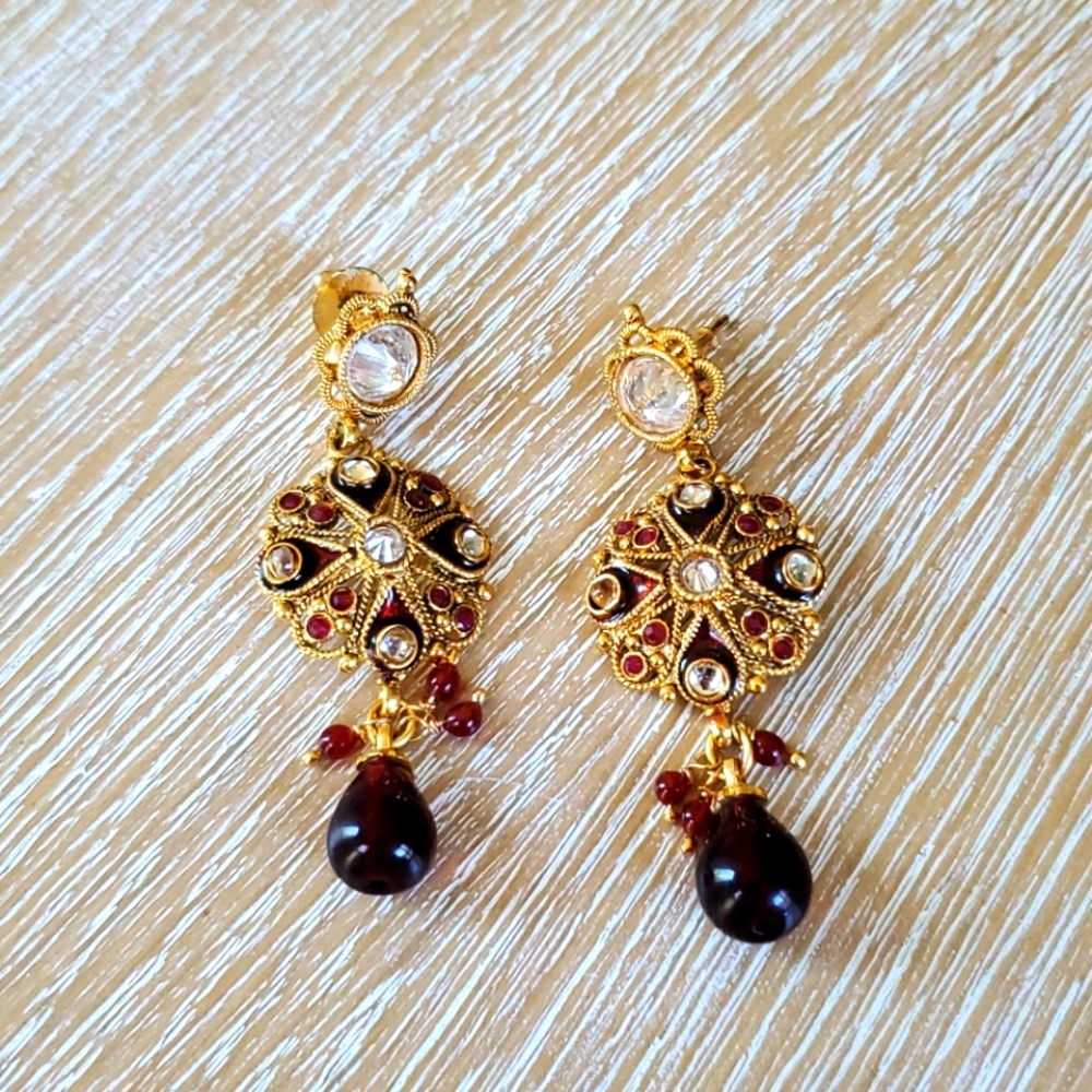 Gold and Enamel Earrings